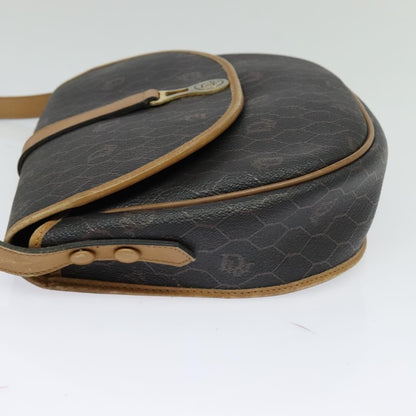 Christian Dior Vintage Honeycomb Flap Crossbody Bag Canvas and Leather, BLACK, CANVAS, Crossbody bag