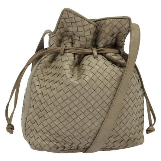 Bottega Veneta Drawstring Shoulder Bag Intrecciato Nappa, BEIGE, LEATHER, Shoulder bag