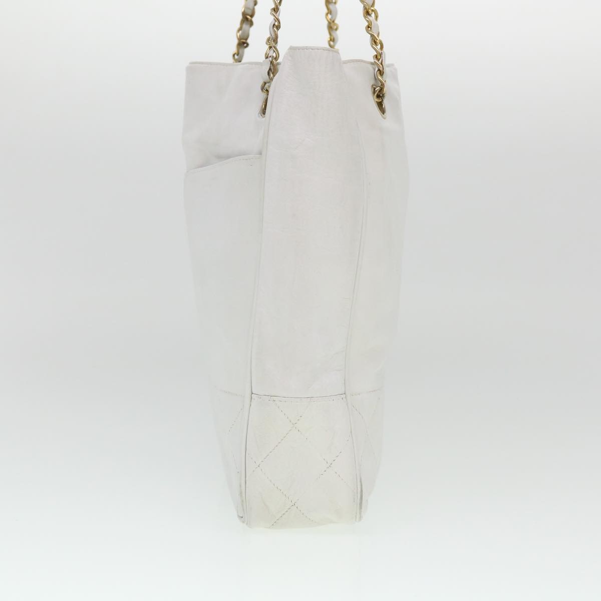 Chanel Vintage Shopping Tote Lambskin, WHITE, LEATHER, Shoulder bag