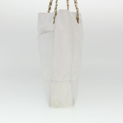 Chanel Vintage Shopping Tote Lambskin, WHITE, LEATHER, Shoulder bag