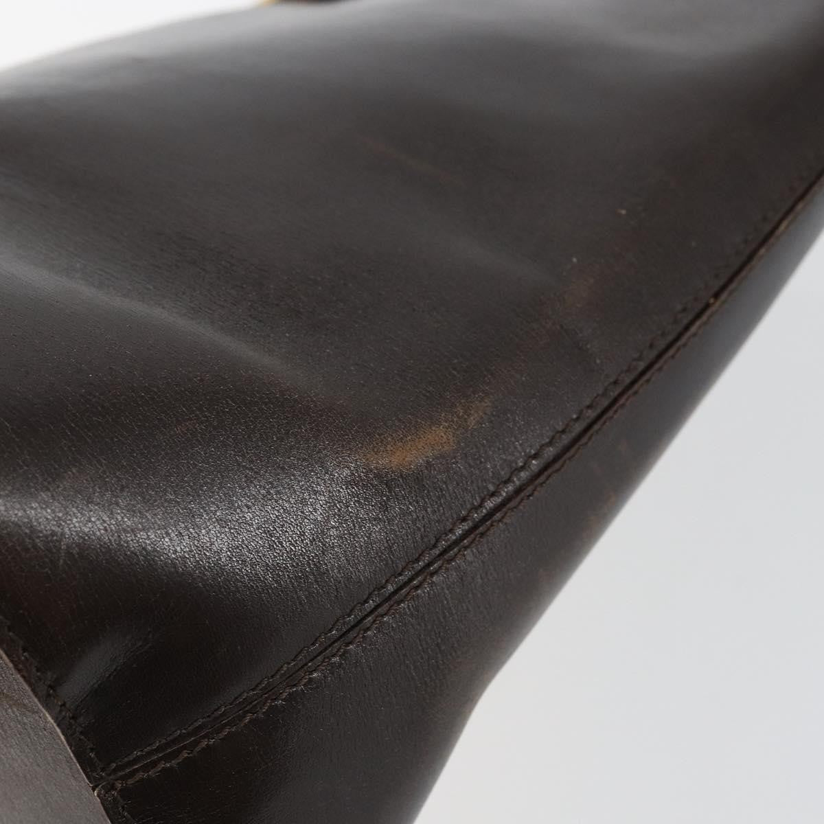 Celine Circle logo Leather, BROWN, LEATHER, Shoulder bag