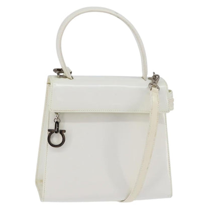 Salvatore Ferragamo Gancini handbag Patent leather, WHITE, PATENT_LEATHER, Handbag