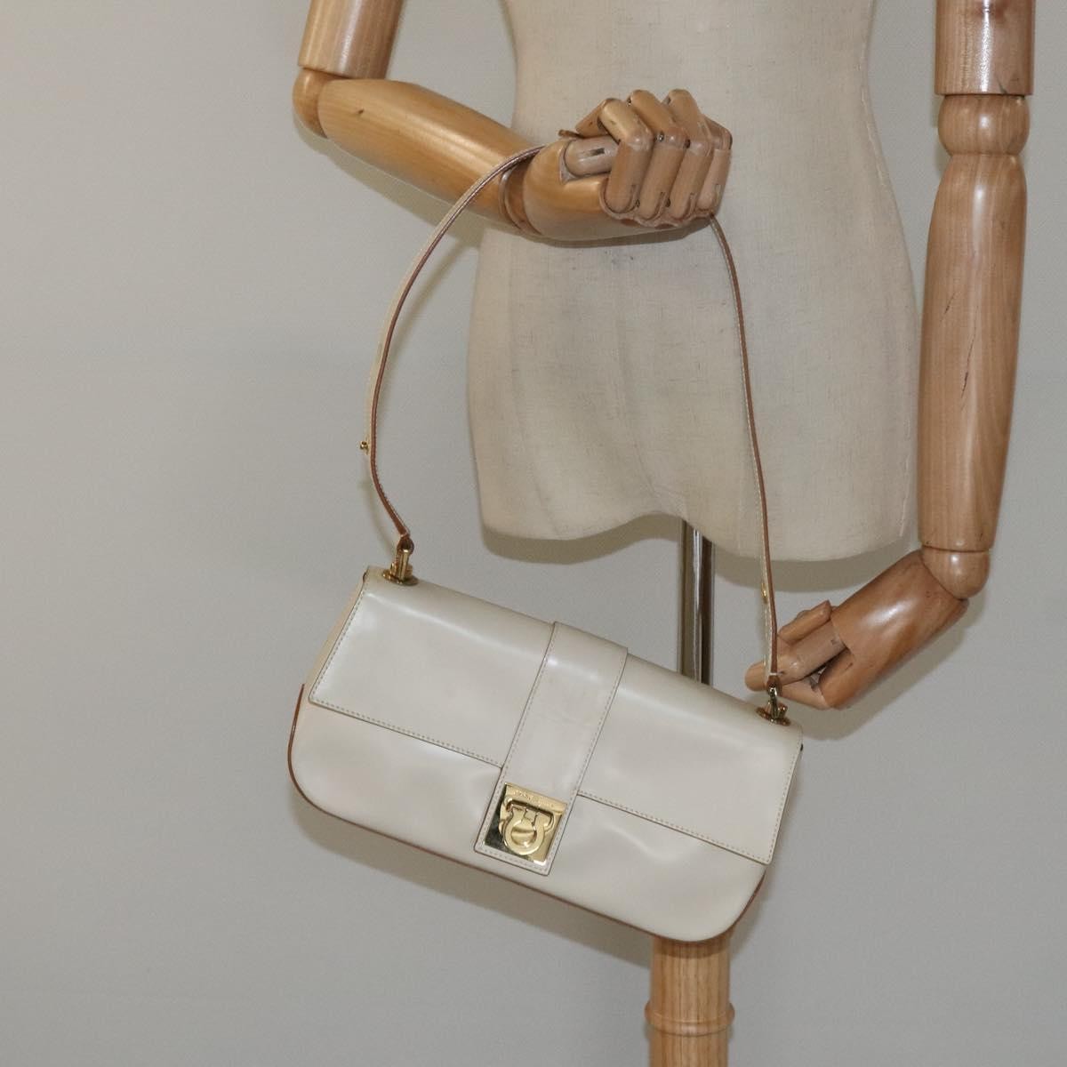 Salvatore Ferragamo Gancini handbag Leather, BEIGE, LEATHER, Handbag