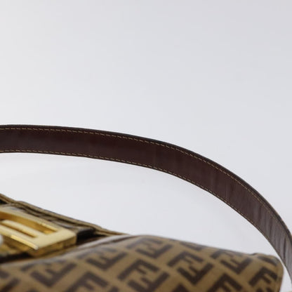 Fendi Vintage FF Buckle Curved Hobo Zucchino Coated Canvas, BROWN, PATENT_LEATHER, Handbag