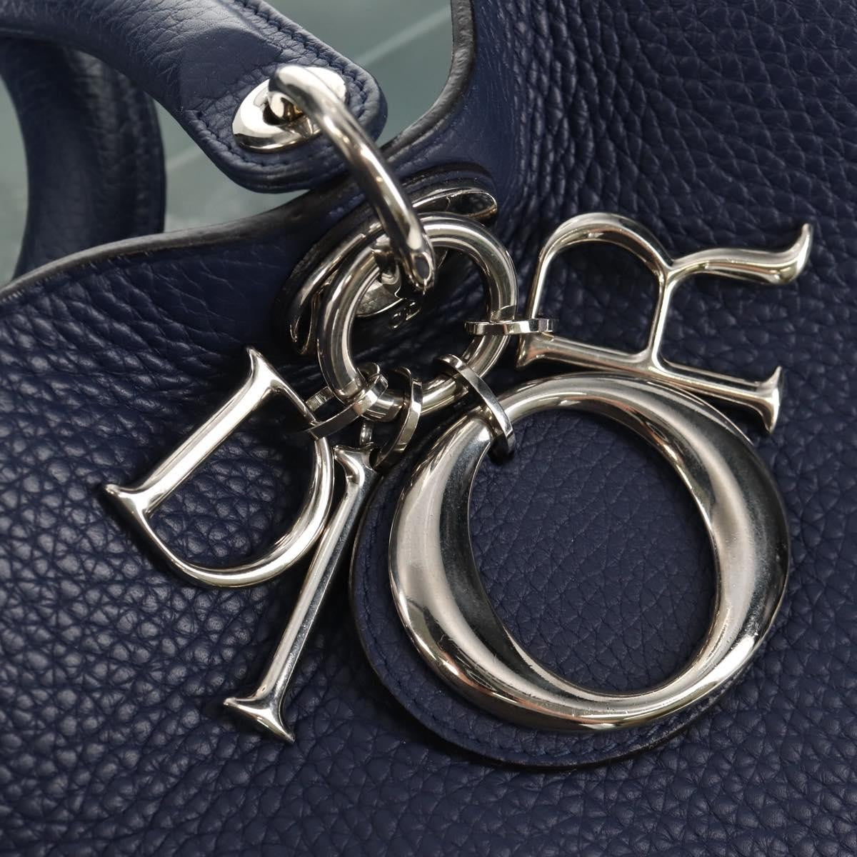 Christian Dior Diorissimo Tote Pebbled Leather, NAVY, LEATHER, Tote bag