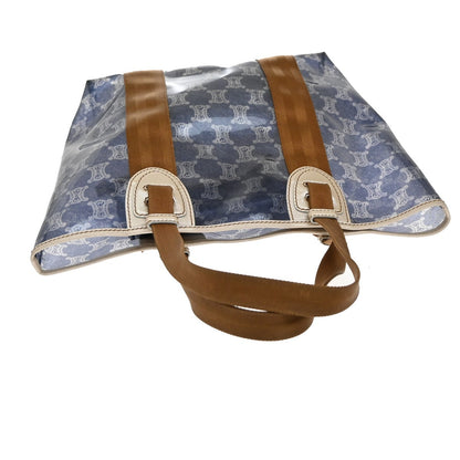 Celine Vintage Macadam Handbag vinyle, BLUE, CANVAS, Handbag