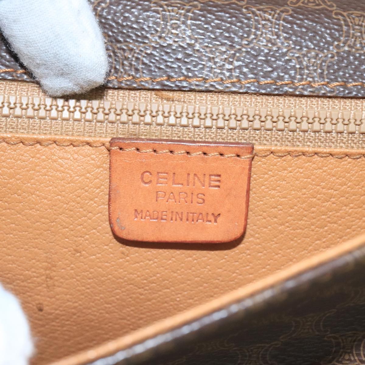 Celine Macadam Shoulder Bag PVC Leather, BROWN, CANVAS, Shoulder bag