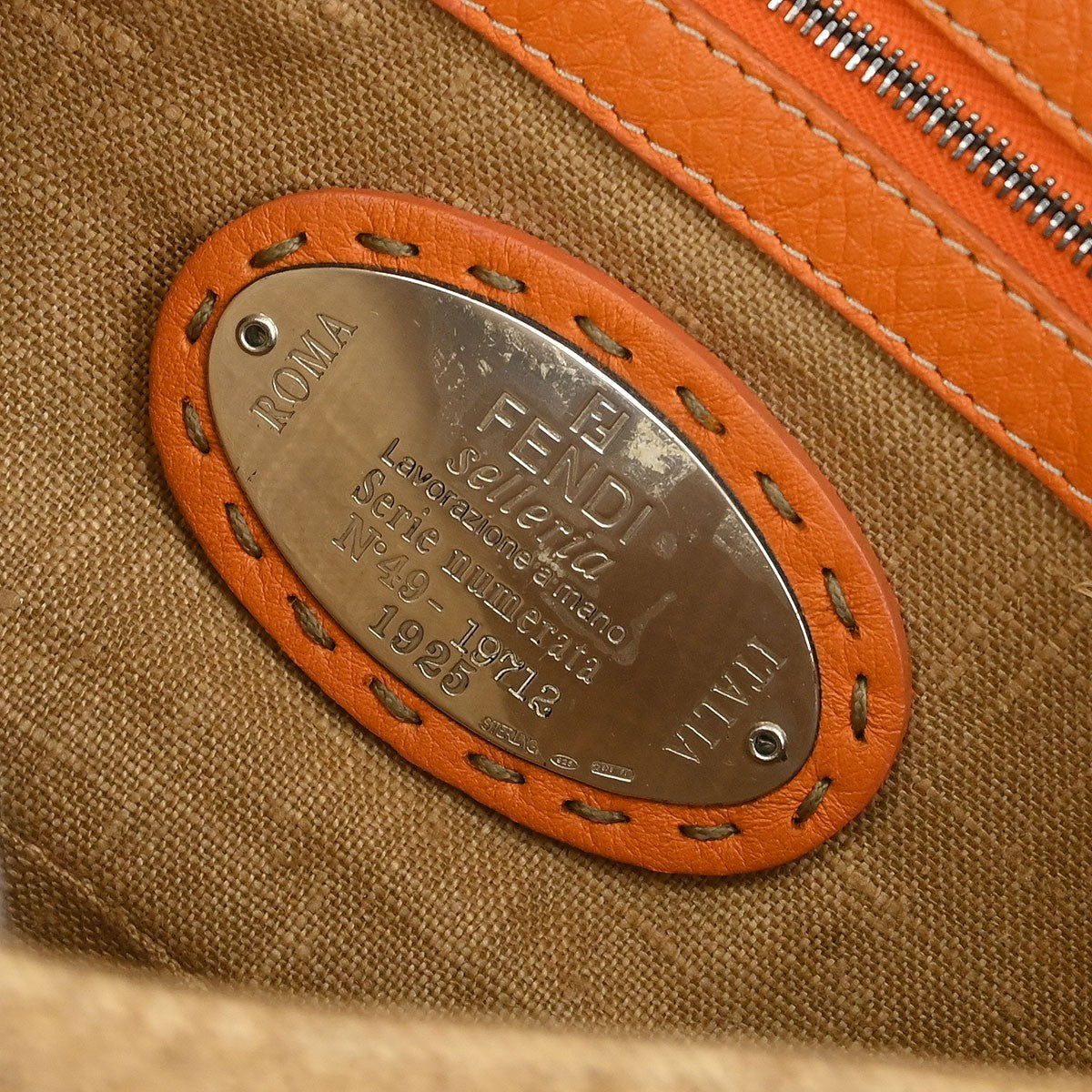 Fendi Selleria Shoulder Bag Leather, "BEIGE,ORANGE", STRAW,LEATHER, Shoulder bag