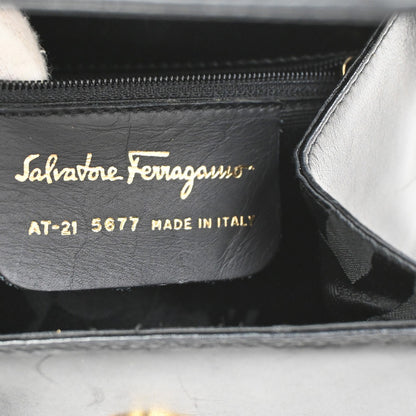 Salvatore Ferragamo Vintage Vara Bow Top Handle Bag Leather, BLACK, LEATHER, Shoulder bag