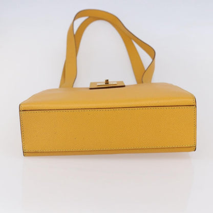 Celine Vintage Shoulder Bag Leather, YELLOW, LEATHER, Shoulder bag