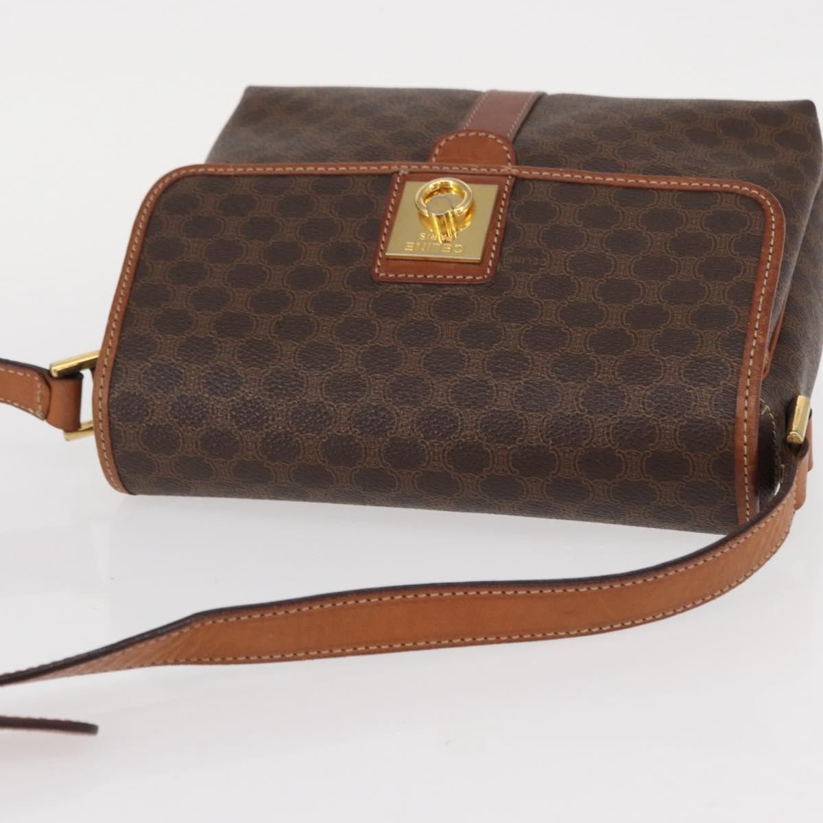 Celine Vintage Macadam Shoulder Bag Canvas and Leather, BROWN, CANVAS, Shoulder bag