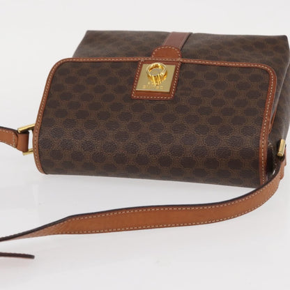 Celine Vintage Macadam Shoulder Bag Canvas and Leather, BROWN, CANVAS, Shoulder bag