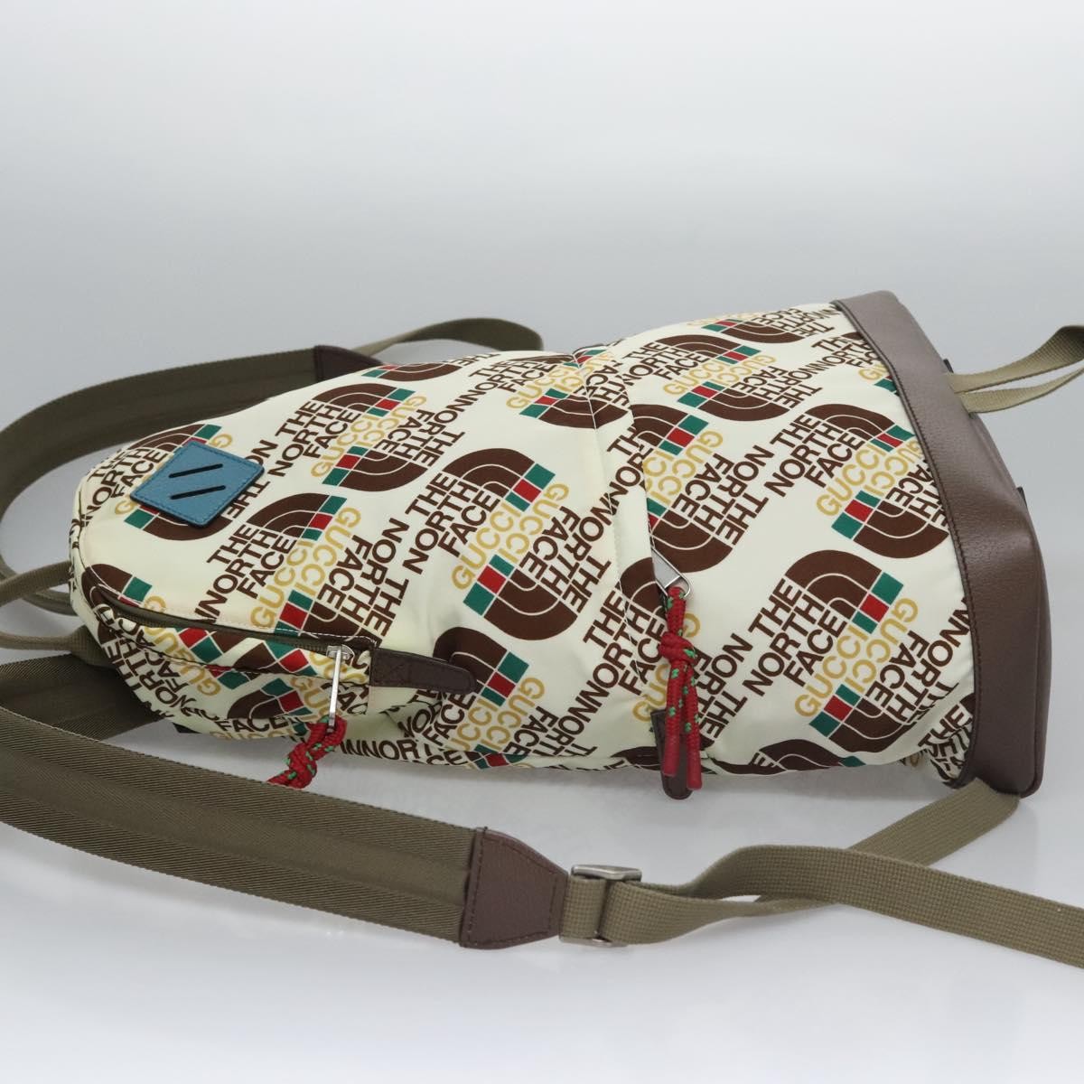 Gucci Gucci x The North Face Zip Backpack Printed Nylon, ECRU, NYLON, Backpack
