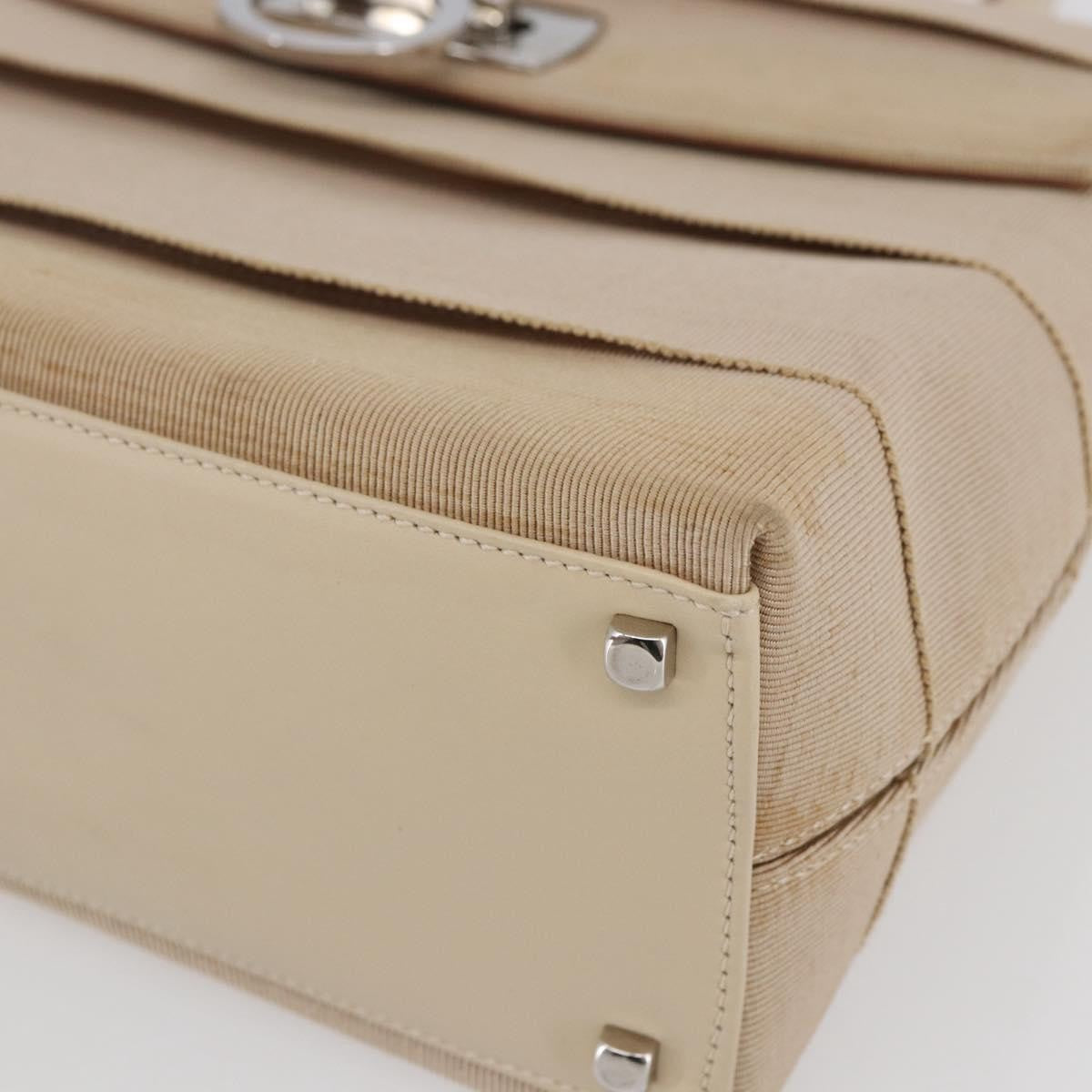 Salvatore Ferragamo Vintage Gancini Cage Top Handle Bag Canvas, BEIGE, CANVAS, Bag