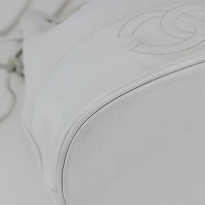 Chanel Vintage CC Drawstring Bucket Bag Caviar, WHITE, LEATHER, Shoulder bag