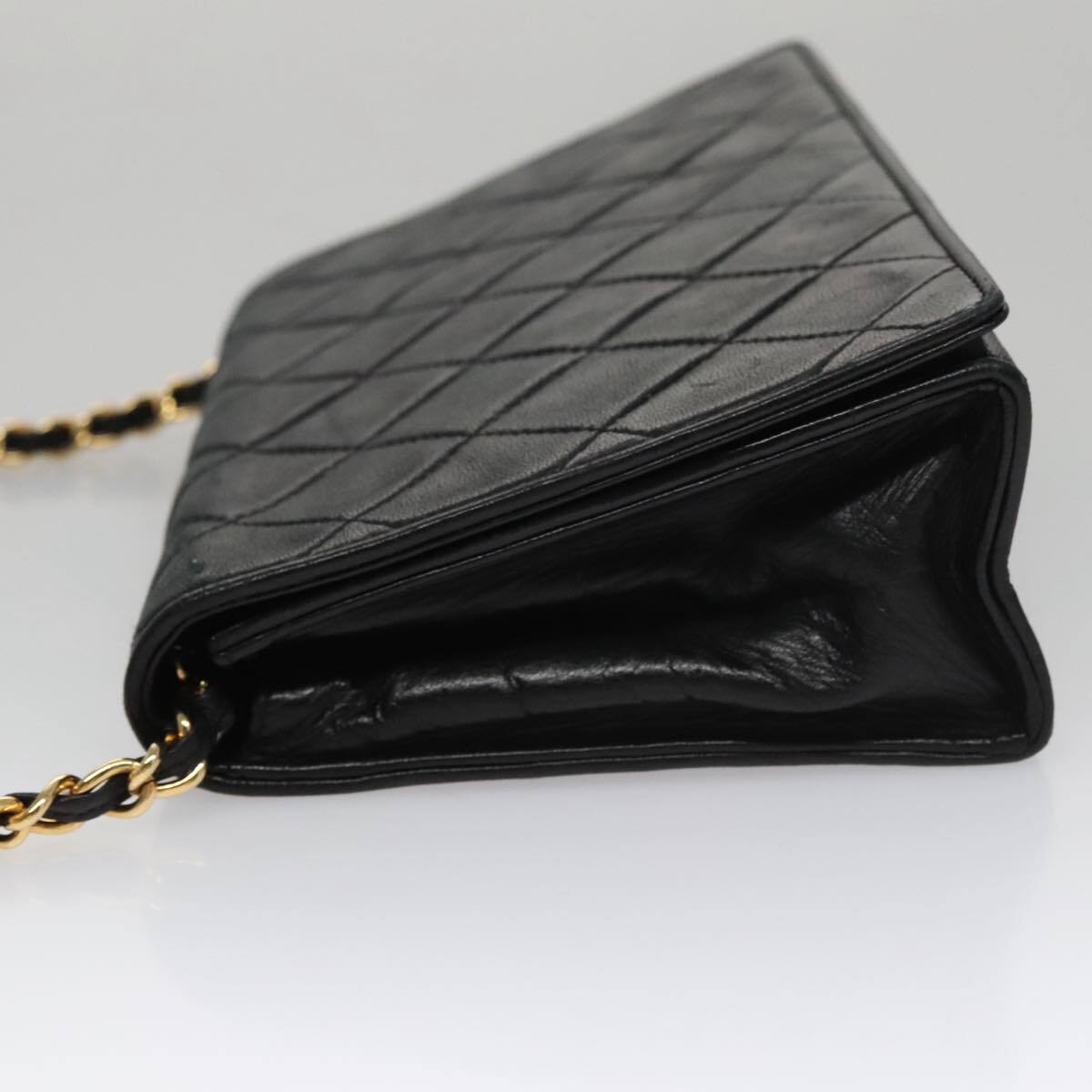 Chanel Vintage Full Flap Shoulder Bag Leather, BLACK, LEATHER, Shoulder bag