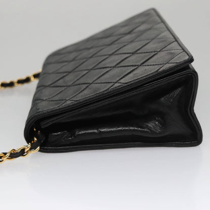 Chanel Vintage Full Flap Shoulder Bag Leather, BLACK, LEATHER, Shoulder bag