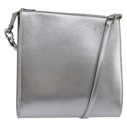 Salvatore Ferragamo Gancini Shoulder Bag Leather, SILVER, LEATHER, Shoulder bag