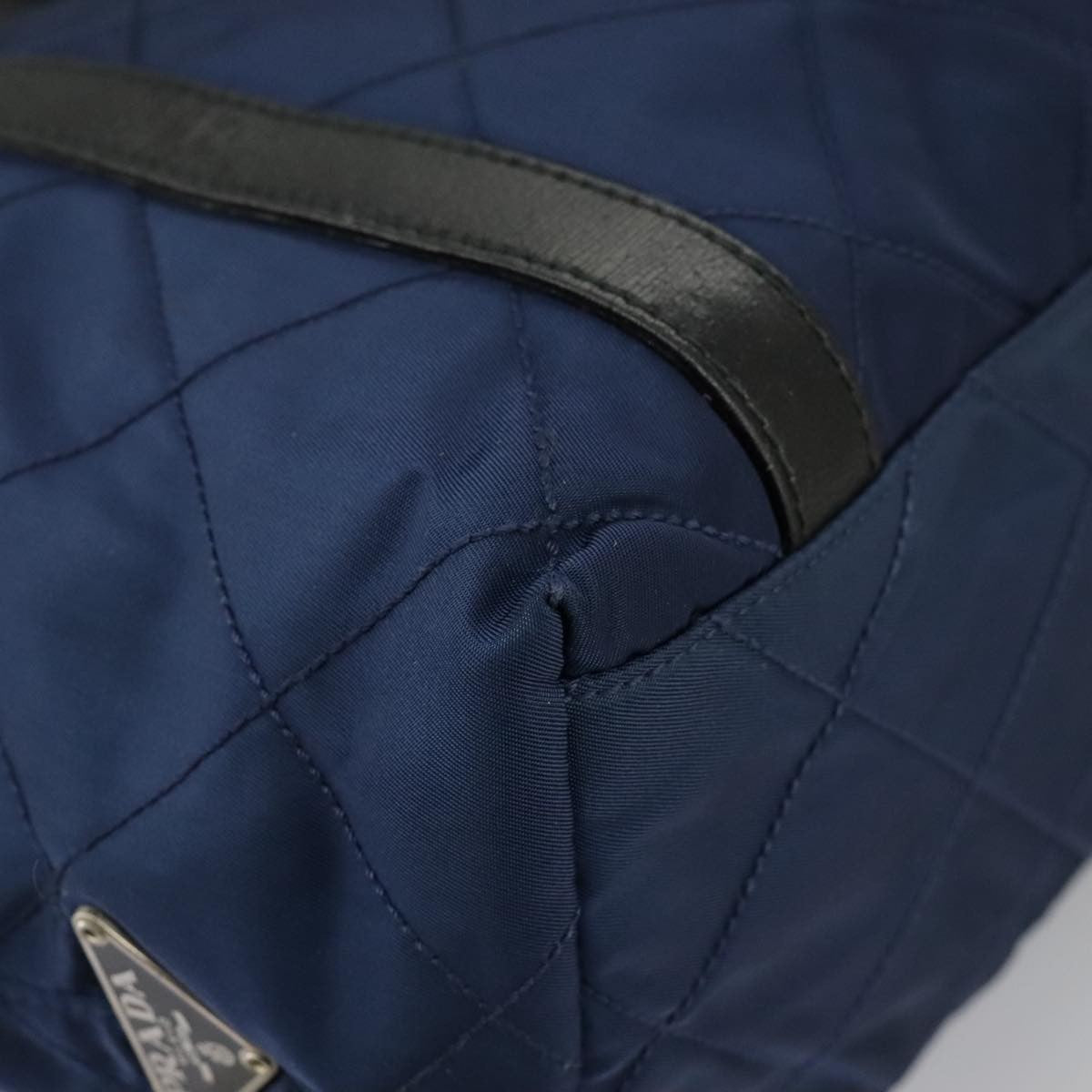 Prada Chain Shoulder Bag Quilted Tessuto, NAVY, NYLON, Shoulder bag