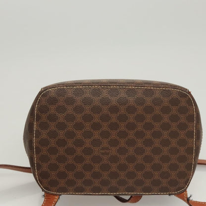 Celine Vintage Drawstring Flap Backpack Macadam Coated Canvas, BROWN, CANVAS, Backpack