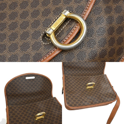 Celine Macadam Shoulder Bag Leather, BROWN, LEATHER, Shoulder bag