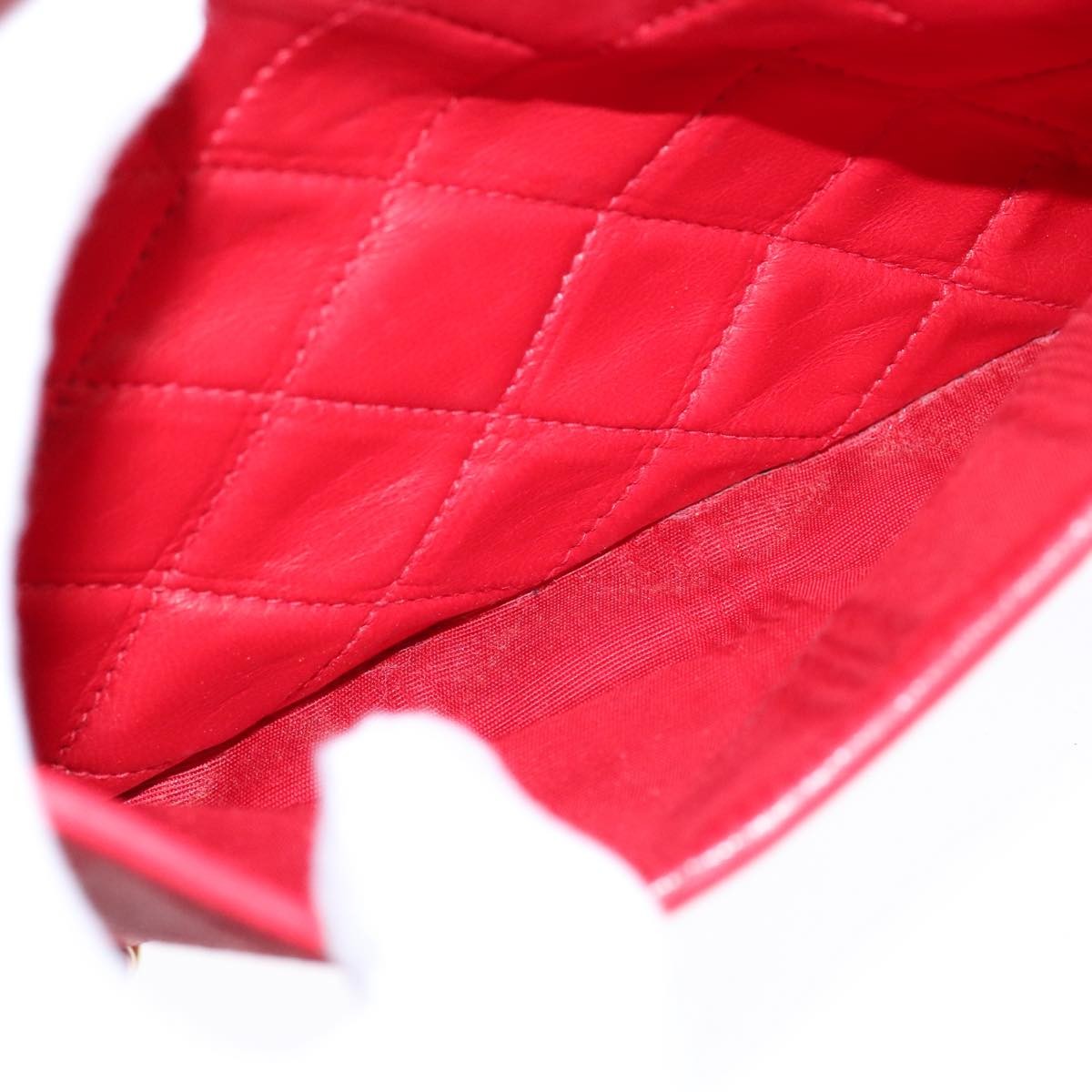Chanel Vintage Front Pocket Camera Bag Quilted Lambskin, RED, LEATHER, Shoulder bag