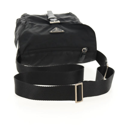 Prada Buckle Messenger Bag Tessuto, BLACK, NYLON, Shoulder bag