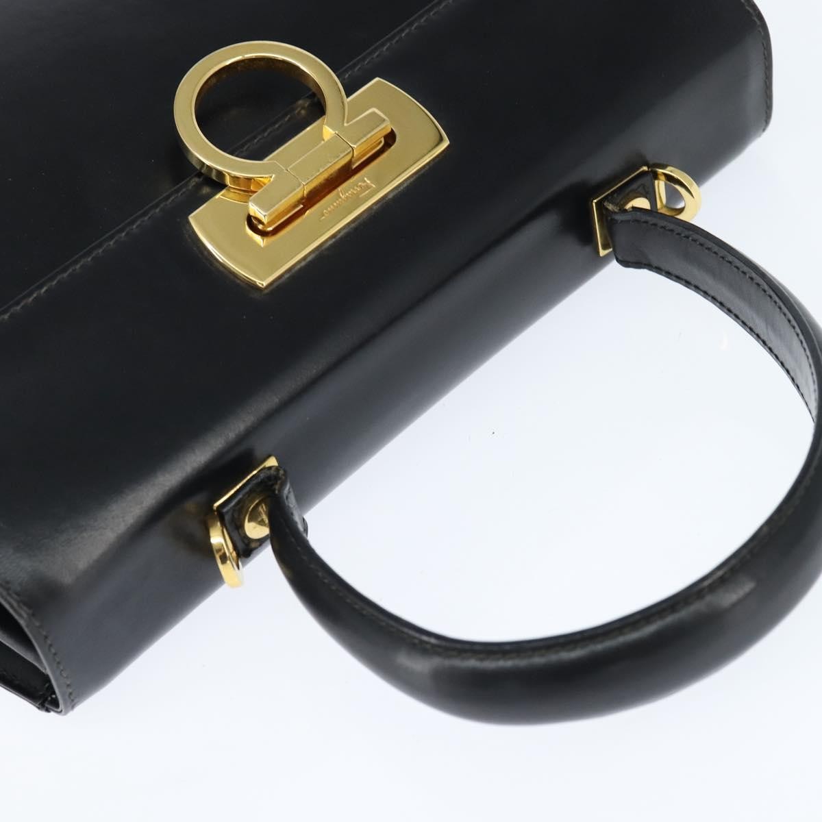 Salvatore Ferragamo Gancini Convertible Top Handle Bag Leather, BLACK, LEATHER, Handbag