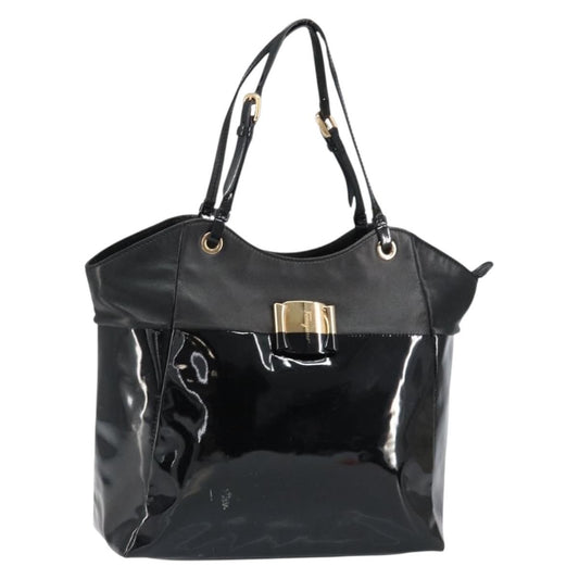 Salvatore Ferragamo Vala tote Patent Leather, BLACK, PATENT_LEATHER, Tote bag