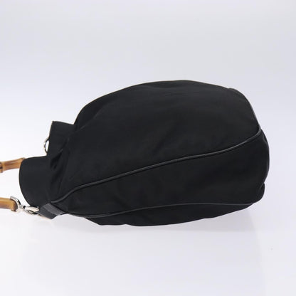Gucci Vintage Bamboo Shoulder Bag Nylon, BLACK, NYLON, Shoulder bag