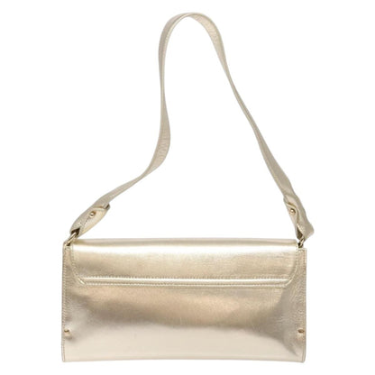 Salvatore Ferragamo Gancini Shoulder Bag Leather, GOLD, LEATHER, Shoulder bag