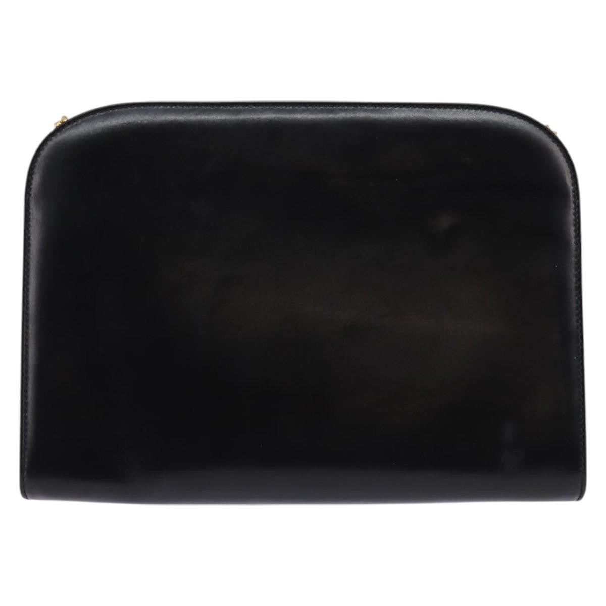 Salvatore Ferragamo Vintage Gancini Chain Shoulder Bag Leather, BLACK, LEATHER, Shoulder bag