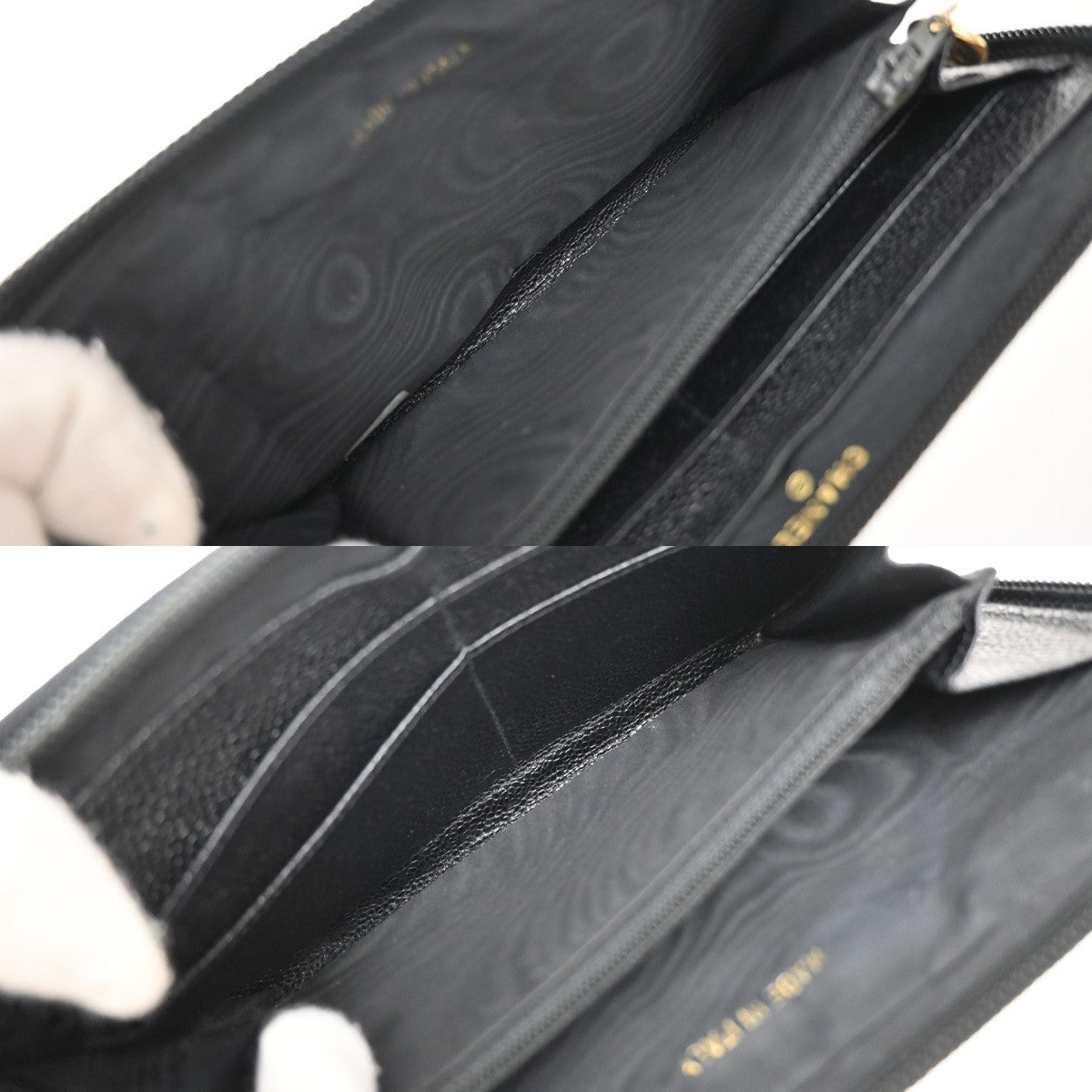 Chanel CC Zip Around Wallet Leather, BLACK, LEATHER, Wallets