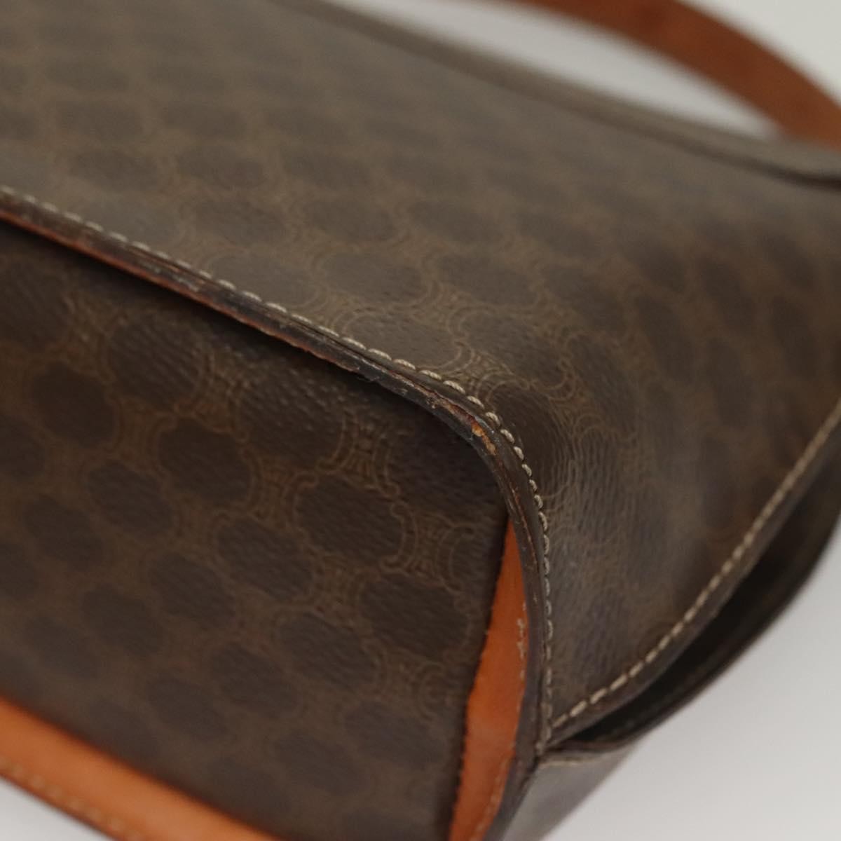 Celine Macadam Handbag Macadam with leather, BROWN, CANVAS, Handbag