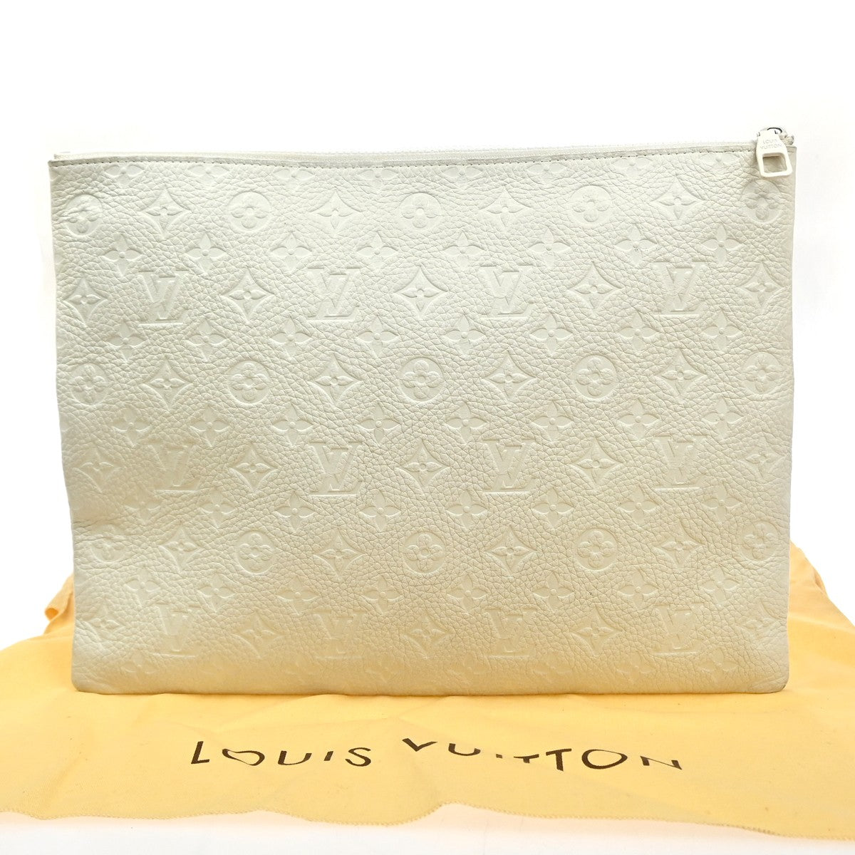 Louis Vuitton Pochette A4 Monogram Taurillon Leather, WHITE, LEATHER, Clutche & pouche