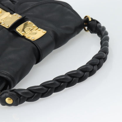 Miu Miu Coffer Convertible Satchel Leather, Black, Leather, Shoulder Bag