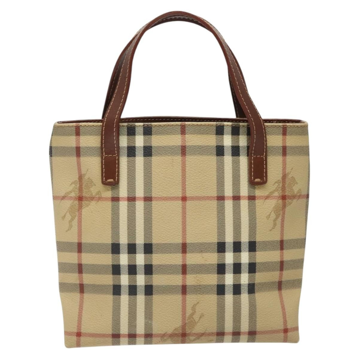 Burberry Top Handle Tote Haymarket Coated Canvas, BEIGE, CANVAS, Handbag