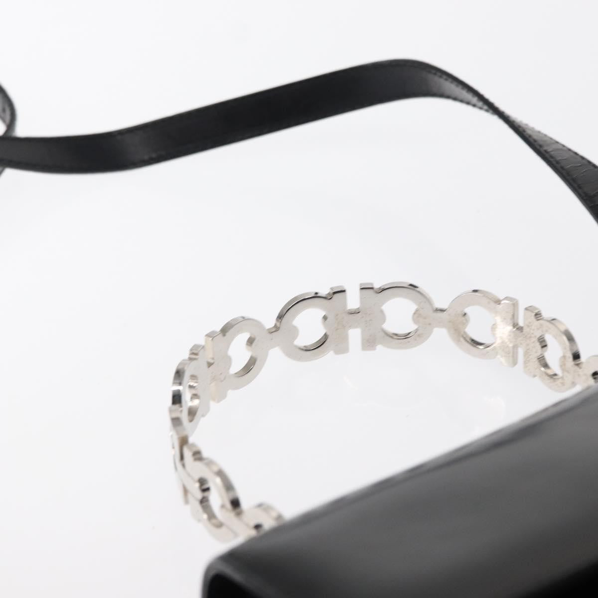 Salvatore Ferragamo Gancini handbag Leather, BLACK, LEATHER, Handbag