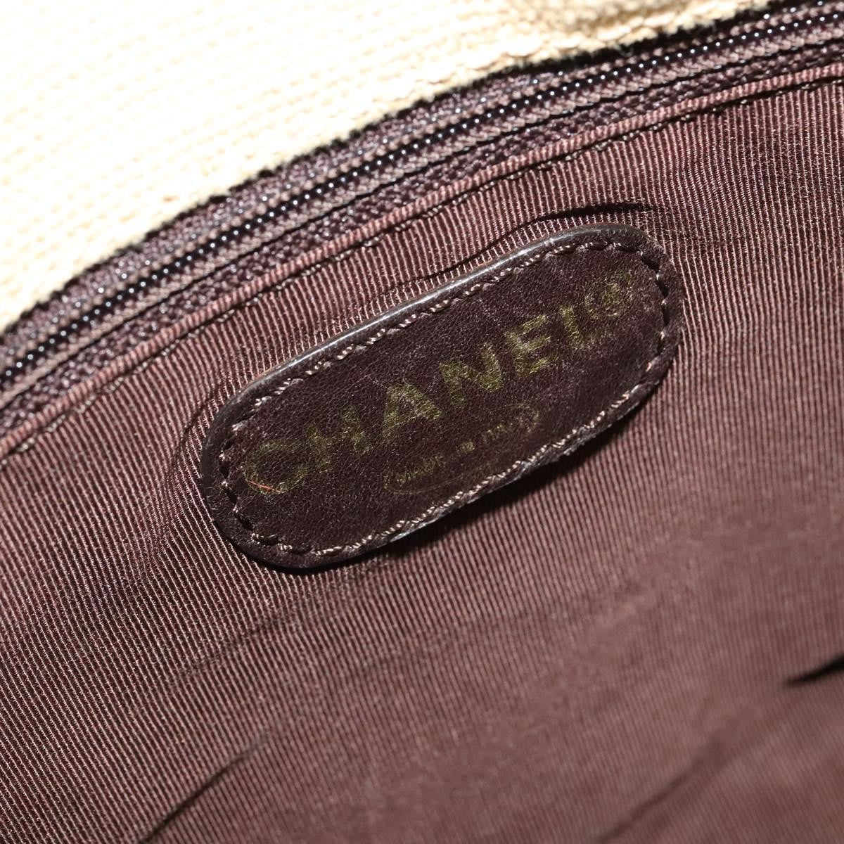 Chanel Vintage CC Tote Canvas with Leather, BEIGE, CANVAS, Tote bag