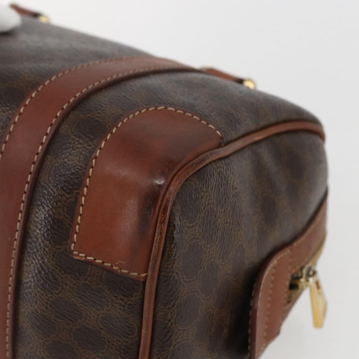 Celine Vintage Macadam Handbag Canvas and Leather, BROWN, CANVAS, Shoulder bag