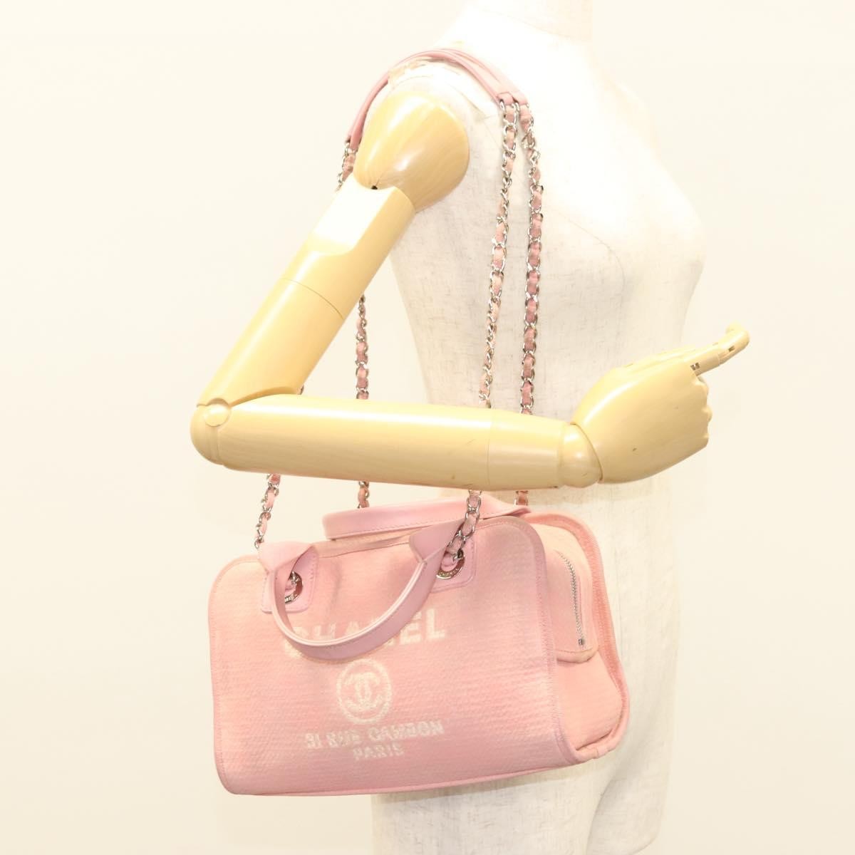 Chanel Deauville Tote Canvas, PINK, CANVAS, Handbag