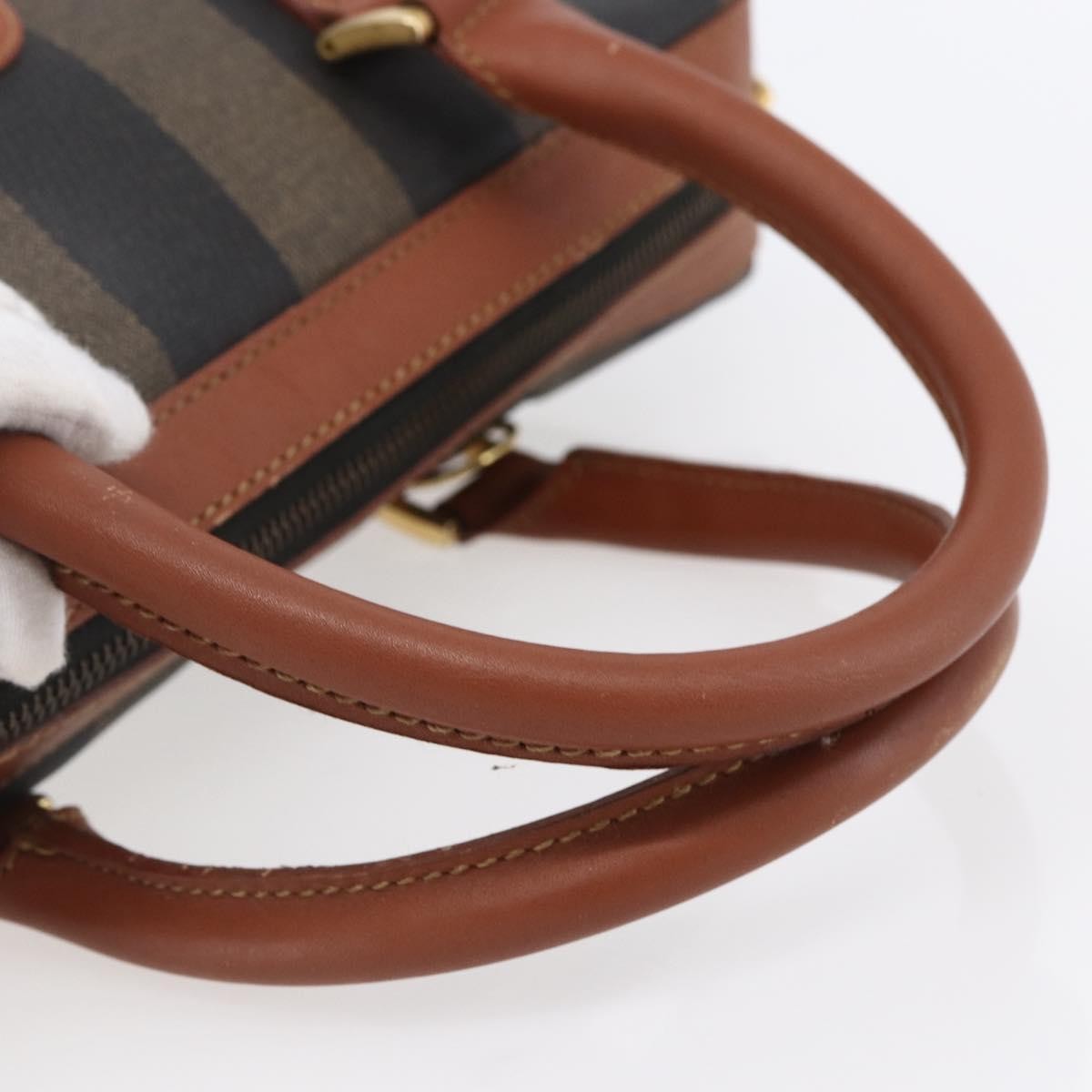 Fendi Vintage Pequin Convertible Boston Bag Coated Canvas, BROWN, CANVAS, Handbag