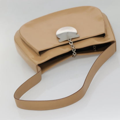 Salvatore Ferragamo Gancini Shoulder Bag Patent Leather, BEIGE, PATENT_LEATHER, Shoulder bag