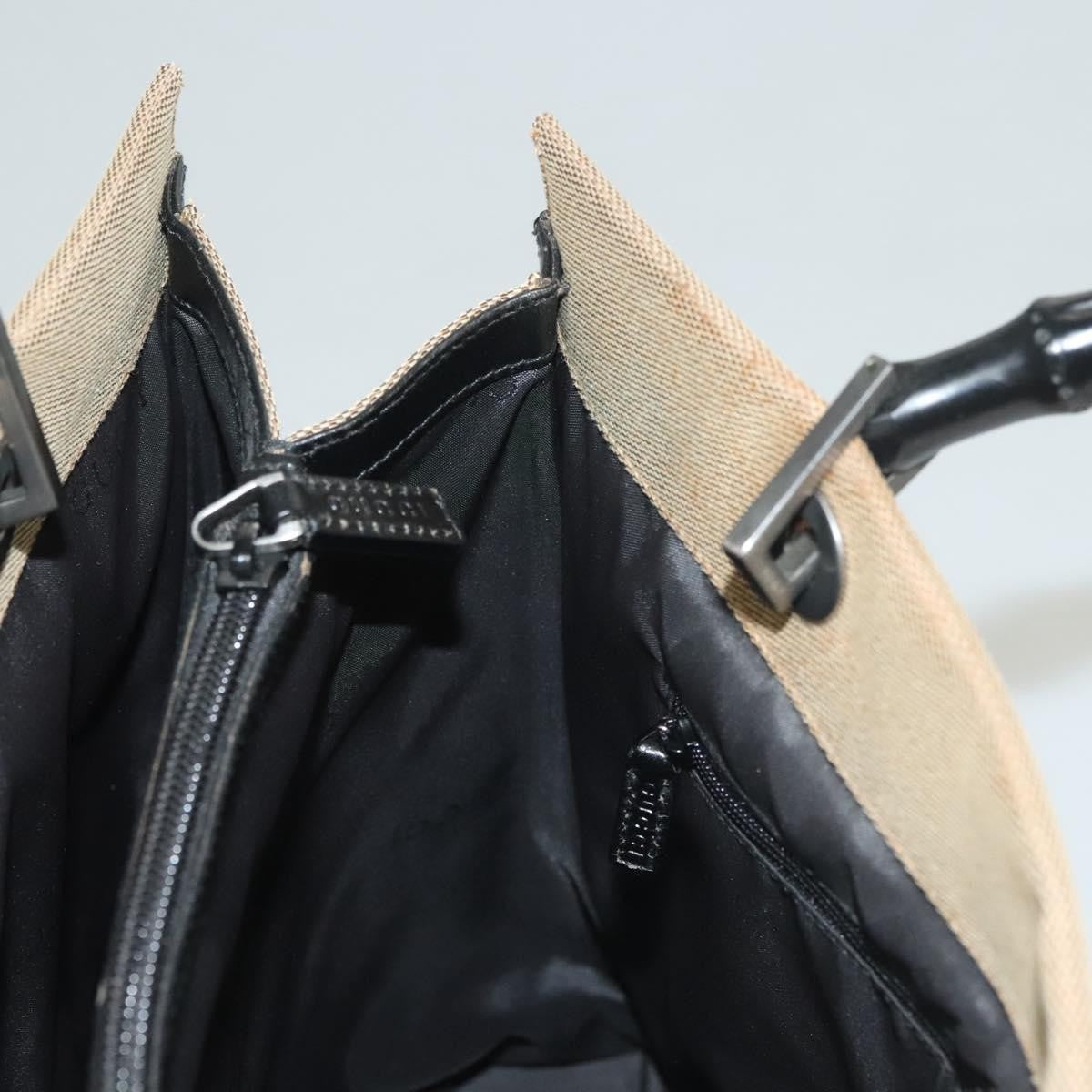 Gucci Vintage Bamboo Handle Tote Canvas, BEIGE, CANVAS, Tote bag