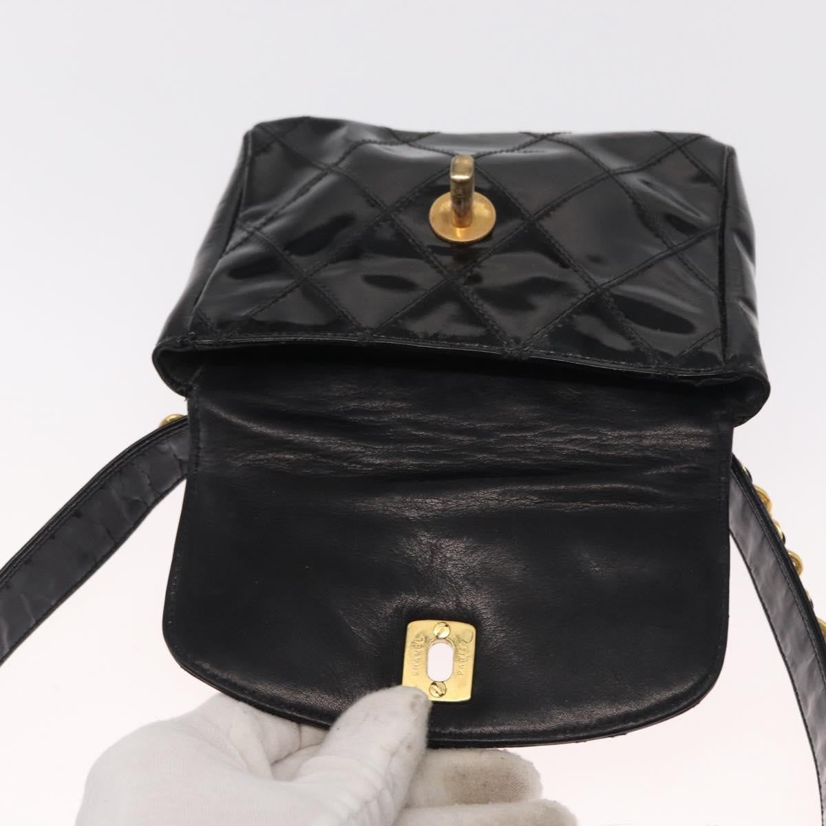 Chanel Vintage Flap Belt Bag Quilted Leather, BLACK, LEATHER, Clutche & pouche