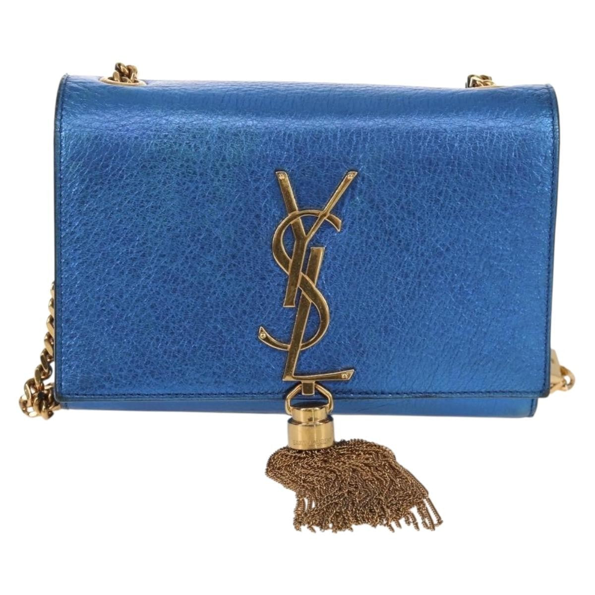 Saint Laurent Classic Monogram Tassel Crossbody Bag Leather, BLUE, LEATHER, Shoulder bag