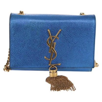 Saint Laurent Classic Monogram Tassel Crossbody Bag Leather, BLUE, LEATHER, Shoulder bag
