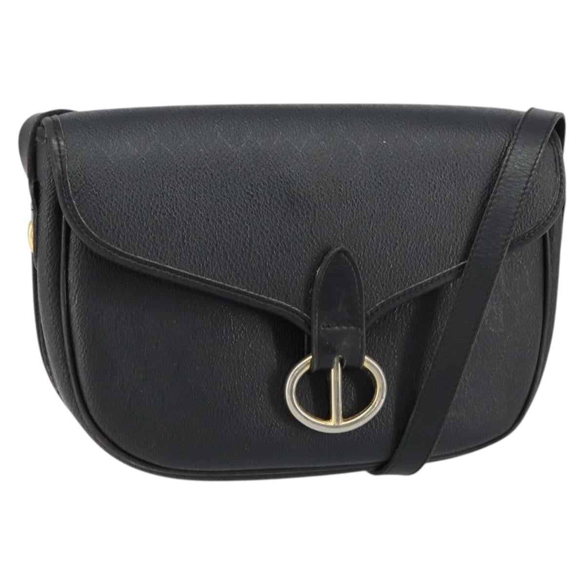 Christian Dior Vintage Honeycomb Flap Crossbody Bag Canvas and Leather, BLACK, CANVAS, Shoulder bag