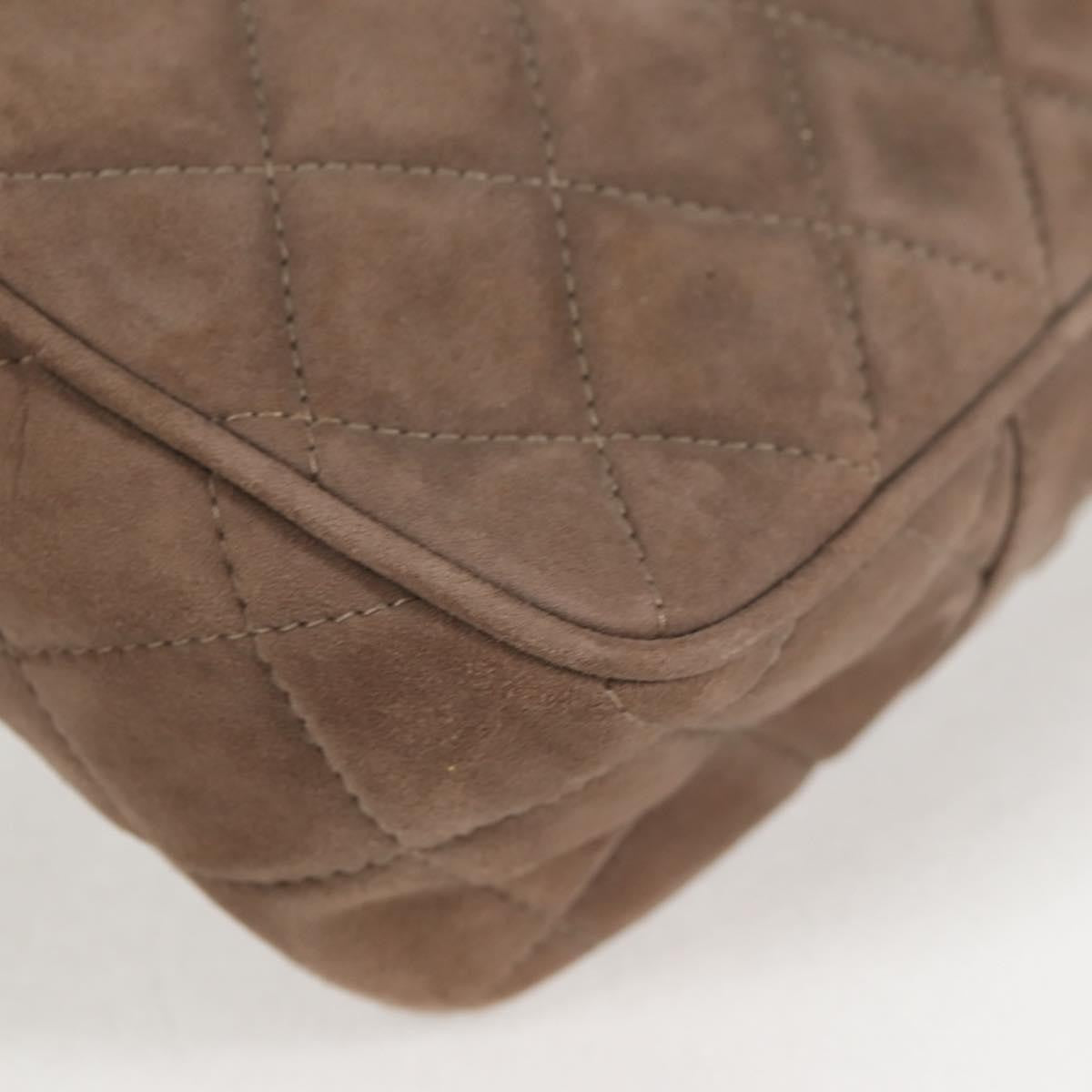 Chanel Vintage Front Pocket Camera Bag Quilted Suede, BROWN, SUEDE, Shoulder bag