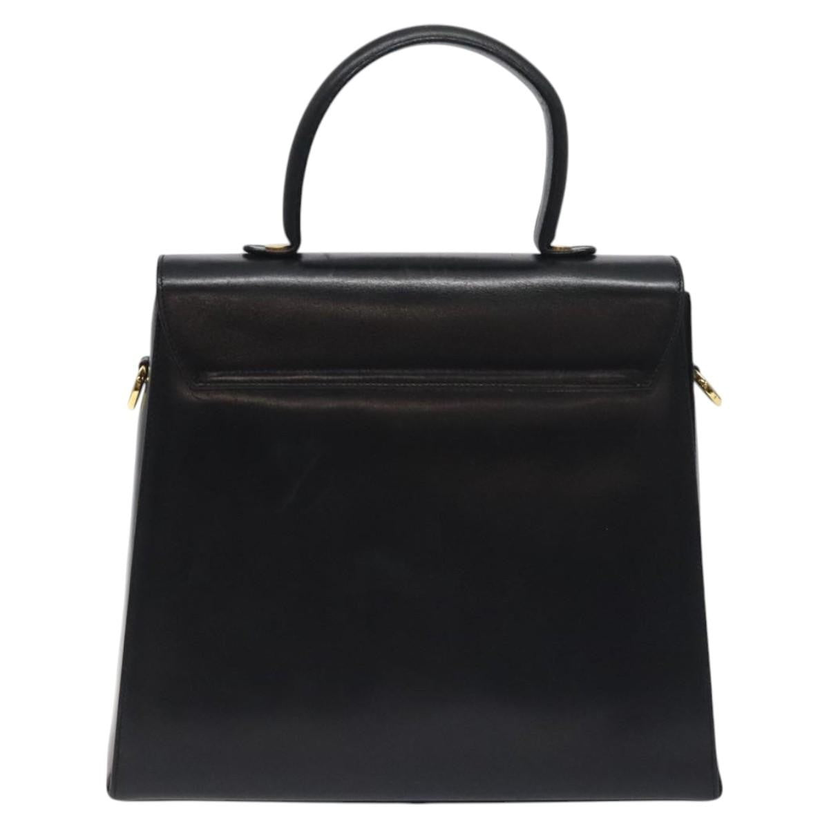 Salvatore Ferragamo Convertible Top Handle Bag Leather, BLACK, LEATHER, Handbag